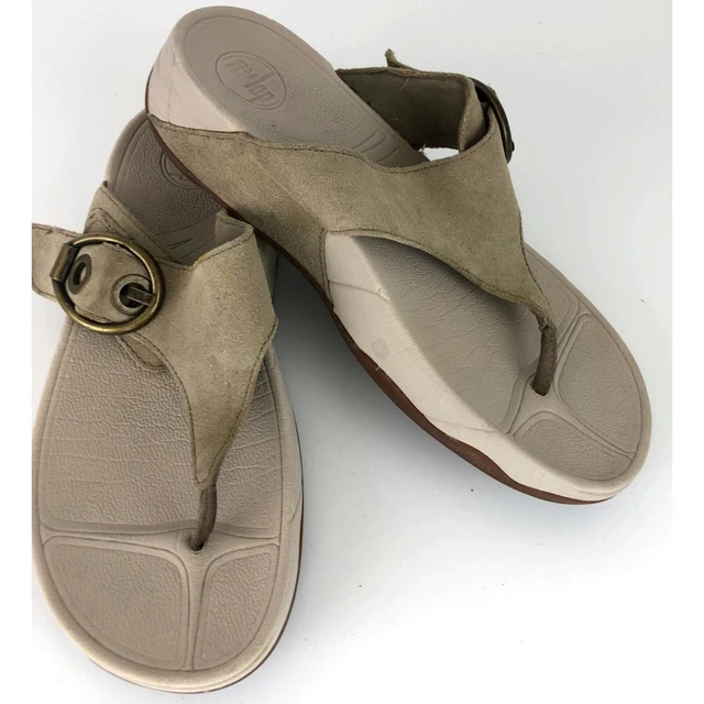 FitFlop Super Jelly Flip Flop Thong Sandals Women's Size 9 Tan Suede