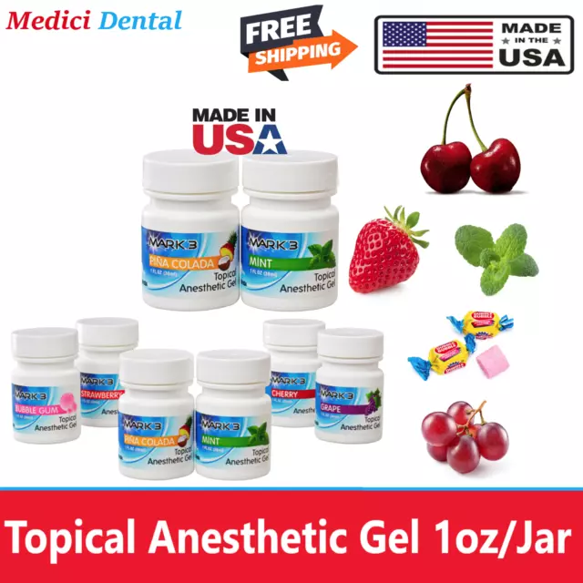 Dental Topical Anesthetic Gel 20% Benzocaine 1oz Jar, Made in USA Exp 06/2026