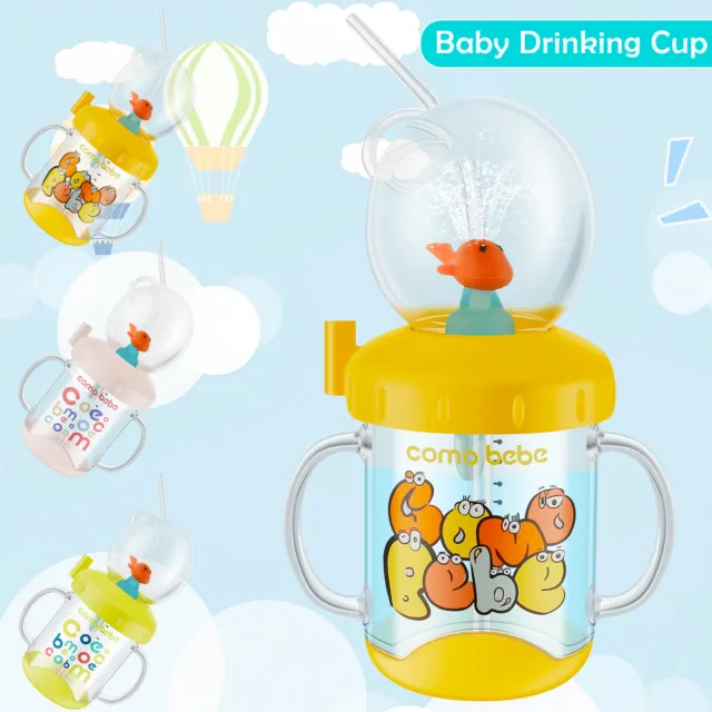Baby Drinking Cup with Straw Cute Whale Squirt Water Cup 220ML Portable -