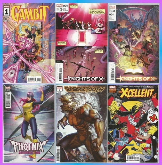Lot of 6 X-Men Related #1 Comics - Sabretooth Gambit Knights Phoenix - All 6 NM