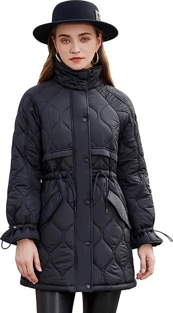 Womens Diamond Quilted Jacket Lightweight Padding Coat with Pockets, Regular and