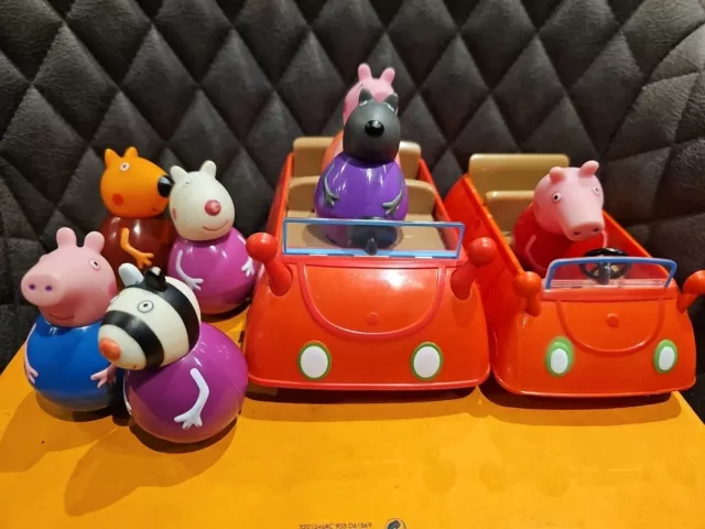 Peppa Pig Weebles Push-Along Wobbily Car with Peppa Figure 18 M 2 Cars 7 Weebles