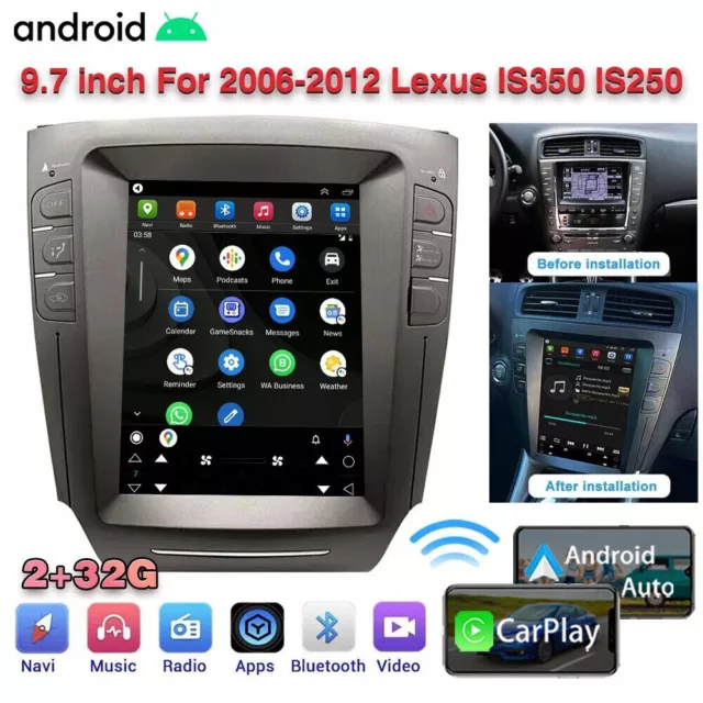 Für 2006-2012 LEXUS IS250 IS350 Android Autoradio Carplay Stereo GPS Tesla Style