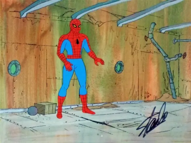 Spider Man woman 1979 Hand Painted PRODUCTION CEL & background Signed Stan lee 2