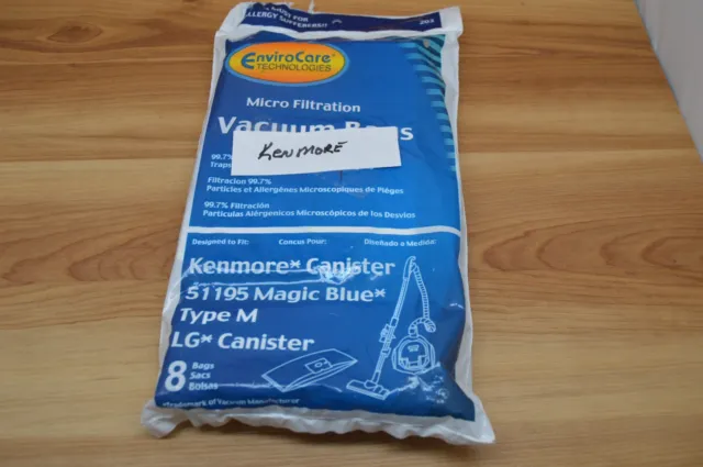 Kenmore Type M 51195 Magic Blue Microfiltration Vacuum Bags Lg Canister
