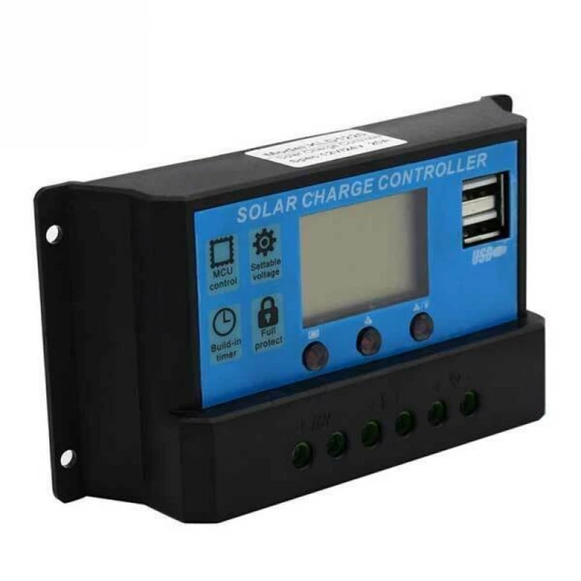 30A Solar Charge Controller 12V 24V Lcd Display Dual Usb Solar Panel Control