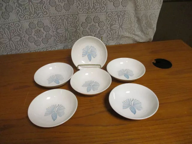 Vtg. Marcrest Blue Spruce Pinecone Small Berry Dessert Bowls Set of 6 - 5 1/4"