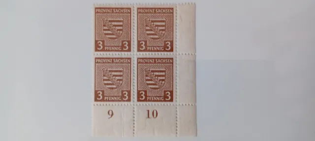  Briefmarken Provinz Sachsen  4x3 Pfennig 1945 Block SBZ  postfrisch