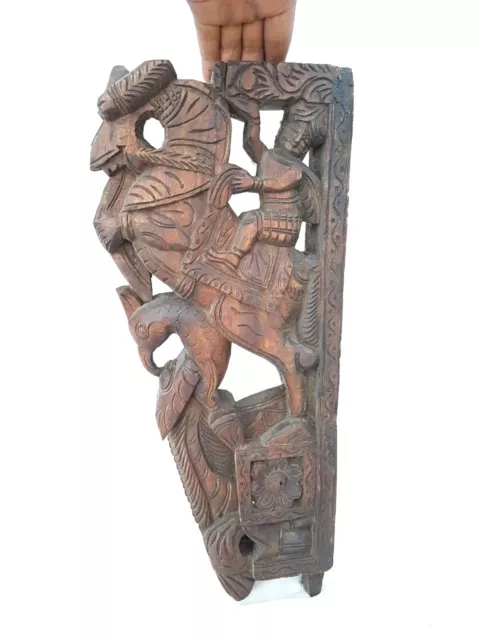 1850's Old Vintage Antique Handcrafted Wooden Rare Multi Figure Door Wall Panel