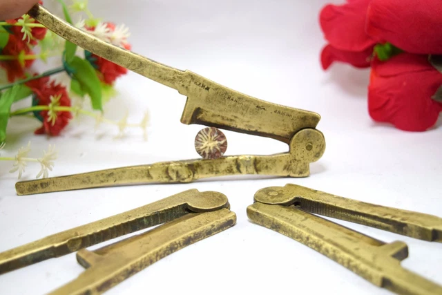 Antique India Collective Brass Betel Nut Cracker 3 pcs Utility Tool. i12-182