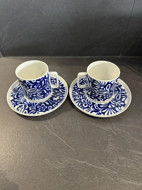 lot 2 Tasses à moka, café, porcelaine vohenstrauss johann leltmann echt kobalt