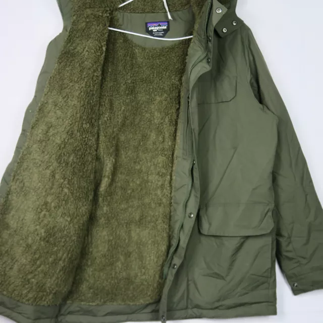 Patagonia Mens Parka Jacket XL Green Full Zip Hoodie Long Sleeve Sherpa