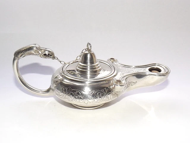 Rara Lampada Aladdin"" Inchiostro Vittoriana Argento Sterling Scozzese, Edimburgo 1868