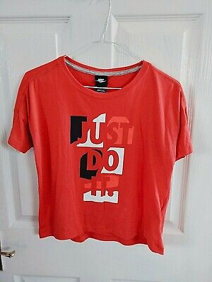 Nike Just Do It Boys Red Short Sleeve T Shirt Top Age 10 - 12 Years Size Medium