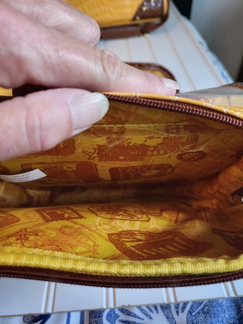 Samantha Brown Croco-Embossed Travel Bag With 2 Accessory Bags.  Yellow/Brn Nwot 3