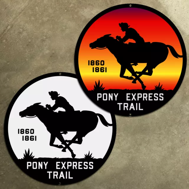 "Pony Express Trail 1860-1861 Nevada 1936 letrero 75 aniversario puesta de sol 16"