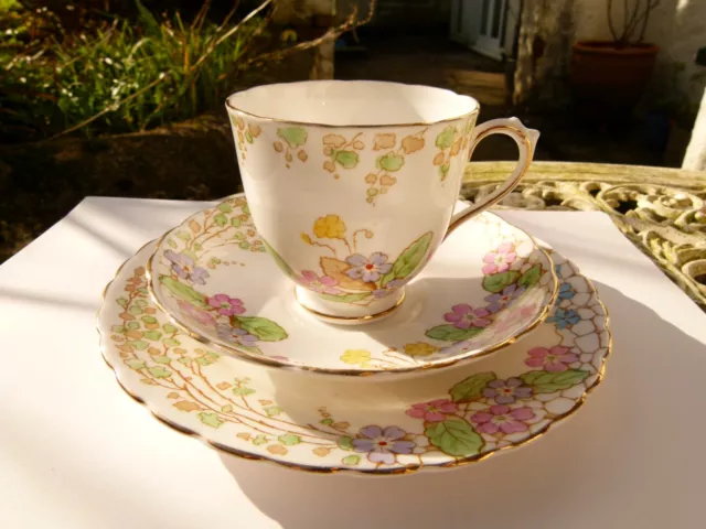 Vintage 1930's Tuscan Plant China C7340 Floral - Trio, Cup, Saucer and Tea Plate