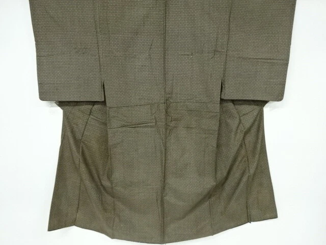 6516755: Japanese Kimono / Antique Mens Kimono / Tsumugi / Woven Grid