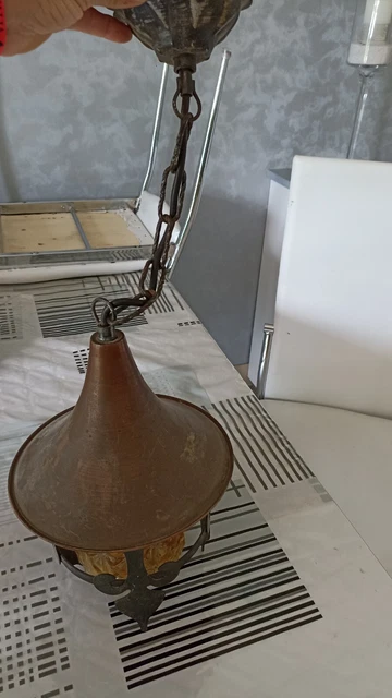 lustre ancien Verre,Fer  Et laiton Ou Autre