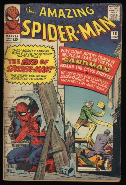 Amazing Spider-Man #18 VG+ 4.5 3rd Sandman Appearance! Steve Ditko! Marvel 1964