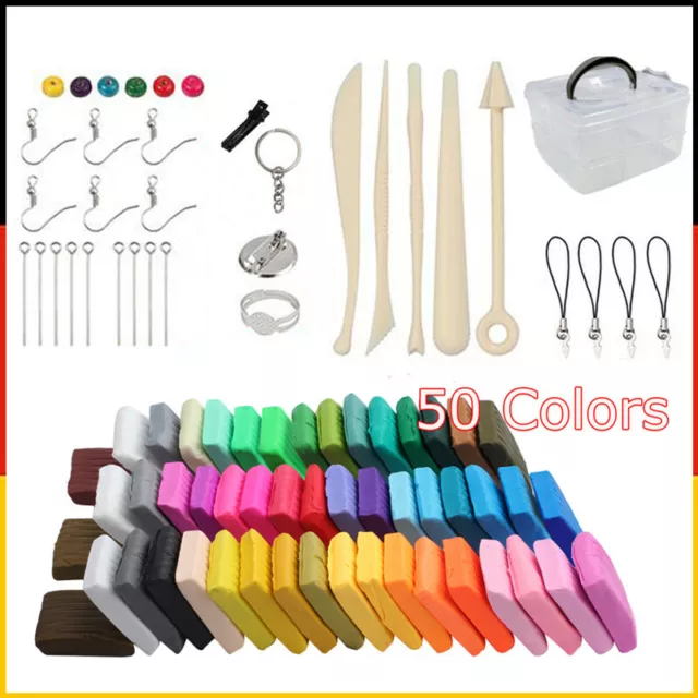 50 Farben Polymer Clay, 50 Colors Oven Bake Clay mit Modeling Tools