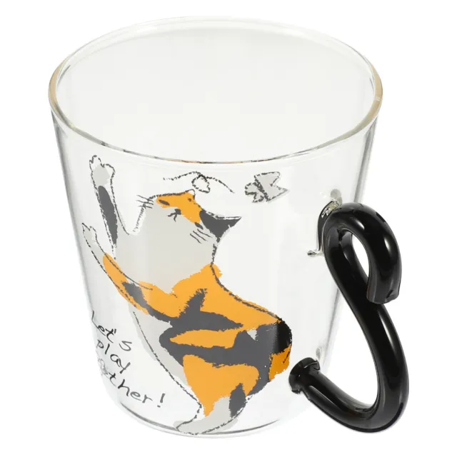 Cat Glass Coffee Mug Glass Mug Office Coffee Mug With Handle Glass Water Mug