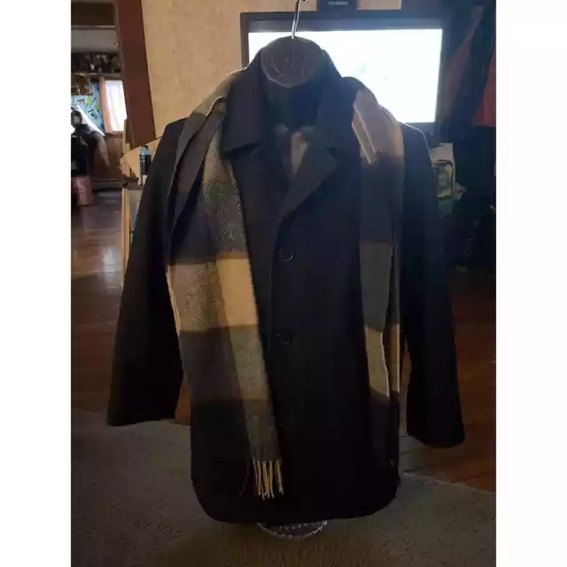 Men’s Tommy Hilfiger Melton Wool Walking Coat with Scarf size Small