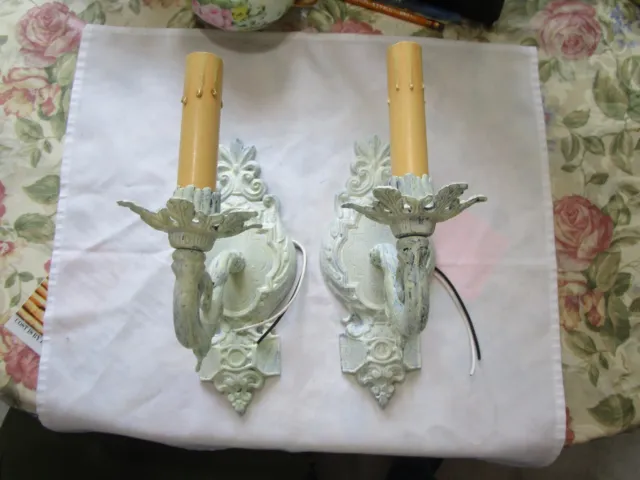 2 vtg cast metal wall sconces new wire