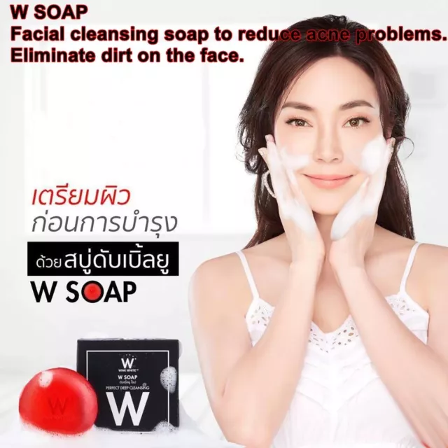50x W Soap White Body Care 80g/1 Pc+ Red Whitening Gluta Pure Face Care 40g/1 Pc 2