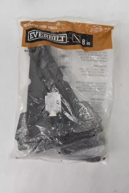 Everbilt 8 in. Black Heavy-Duty Decorative Strap Hinges 306867 223116 Black