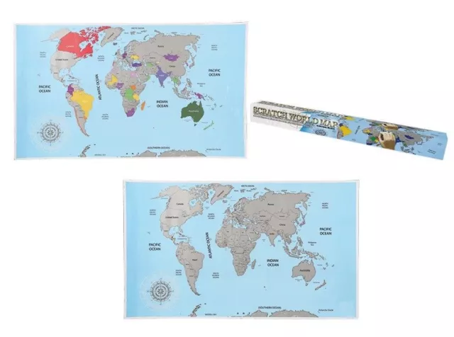 Scratch Off World Map Personalised Travel History Holiday Wall Poster Decor Gift