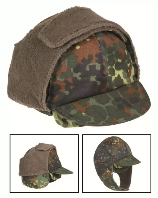 Original German army surplus winter hat cap neck cover  flecktarn thermal