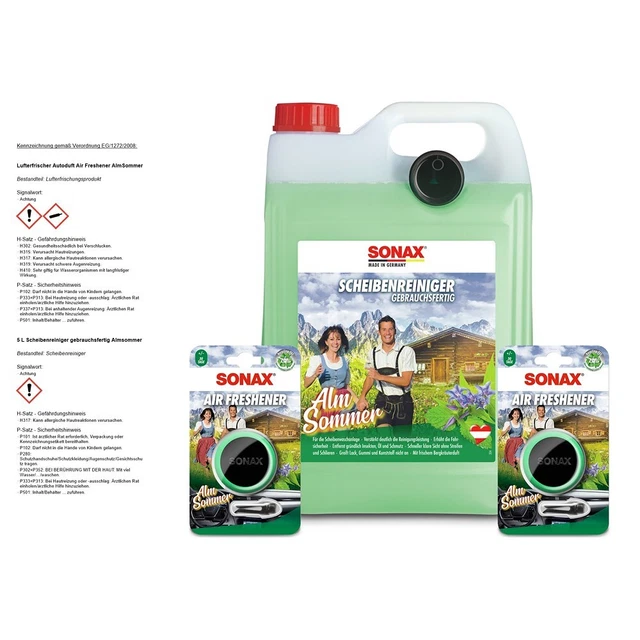 PULITORE DISCHI SONAX 5 LITRI ACQUA TERGICRISTALLO ESTATE + 2x DEODORANTE ARIA