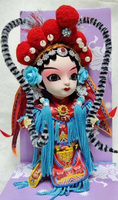 Vintage Chinese Traditional Peking Beijing Opera Doll Figurine With Box  6" TALL 2
