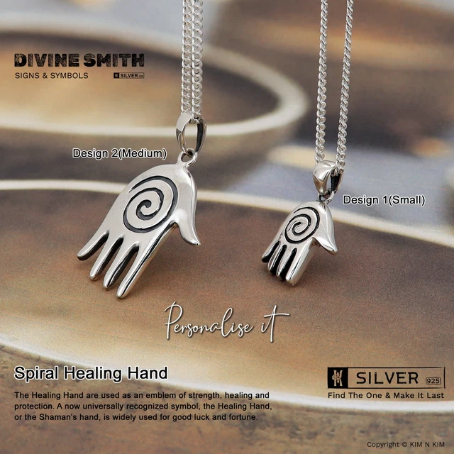 Spiral Healing Hand Pendant✔️Spiral Necklace✔️Free Engraving✔️Solid 925 Silver