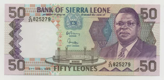 Sierra Leone 50 Leones 1989 Pick 17 B Unc
