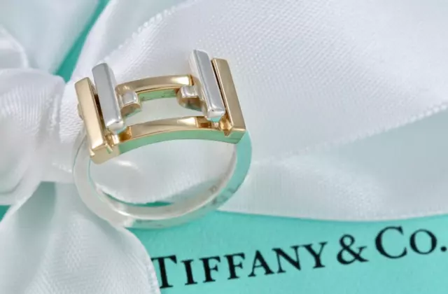 Tiffany & Co. Frank Gehry 18K Gold & Silver Axis Ring Size 5.5