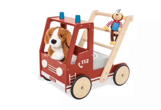 Chariot De Marche Camion de Pompier En Bois