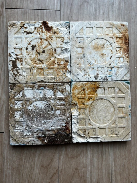 A. E. T. Co tile Lot of 4 antique (as is) 2