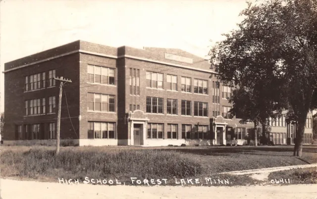 D4/ Forest Lake Minnesota Mn Real Photo RPPC Postcard c40s High School