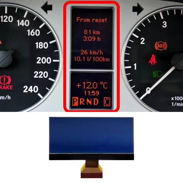 Écran LCD Pour Combiné D'instruments Fiat Punto, Doblo, Fiorino - 12V - Remplacement Direct - 5