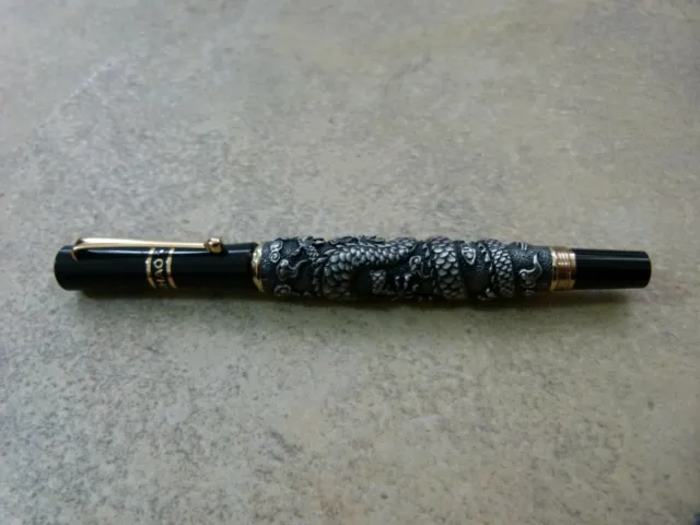 Rollerball - Jinhao Flying Dragon - Pewter & Black with Gold Trim - New