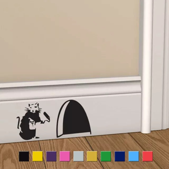 BANKSY RAT Hole Wall Art Sticker Vinyl Decal Mouse Home Skirting Board Removable