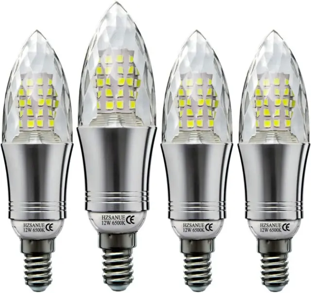 E14 LED Candle Bulbs 12W, 100W Incandescent Equivalent, 6500k