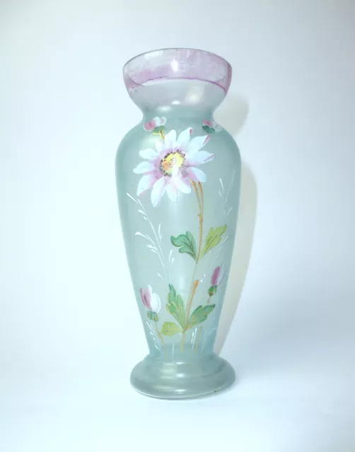 Glas Vase Böhmen um 1920 Emaillefarben B-112