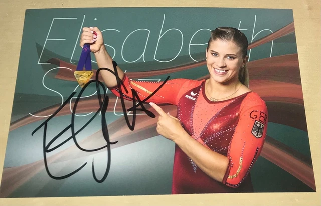 Elisabeth Seitz Original signierte Autogrammkarte DTB Turnen Autogramm Karte