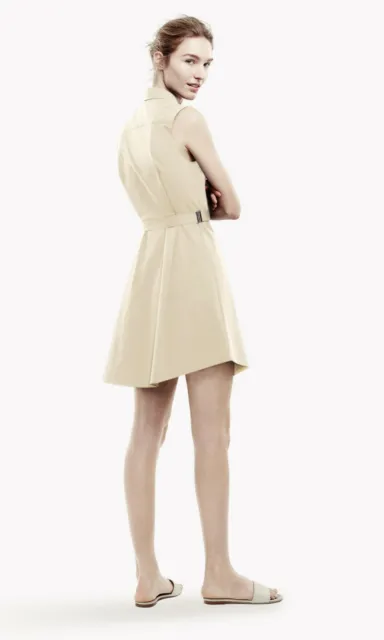 Theory Davah Dress in Light Poplin White Size 2 Belt Sleeveless MSRP $295