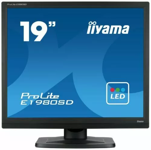 iiyama ProLite E1980SD 19" Monitor LED Backlit TN LCD Screen VGA DVI Speaker 5:4