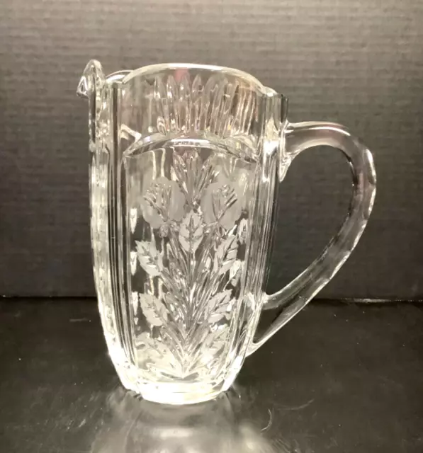 Vintage Cut Glass 24% Lead Crystal Water Pitcher - Made In Poland