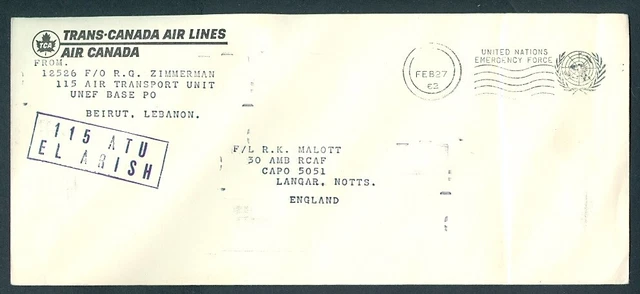 Canada Un Emerg Force 1962 Trans Canada Airlines To Uk